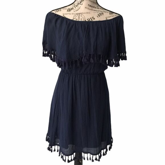 Alya Off-Shoulder Dress in Navy Blue Size XS - Picture 1 of 8